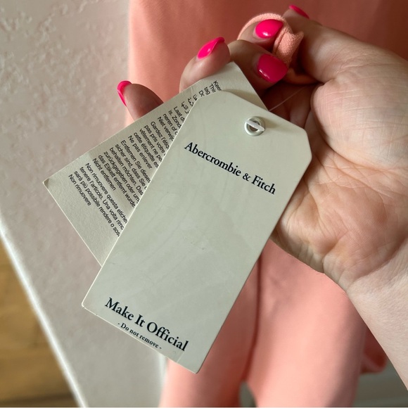 NWT Abercrombie Asymmetrical Peach Bodycon Midi Dress - Picture 6 of 7